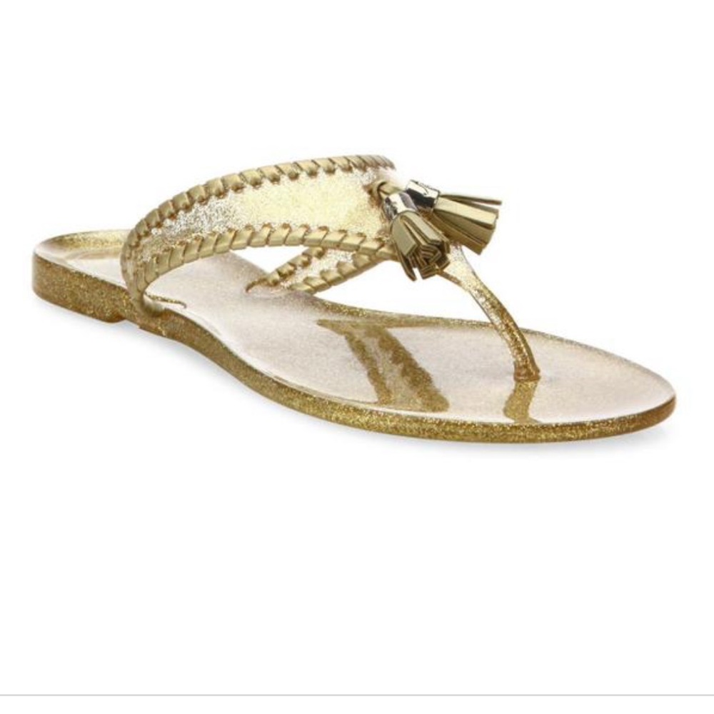 Jack Rogers Alana Gold Glitter Jelly Tassel Sandals Size 7